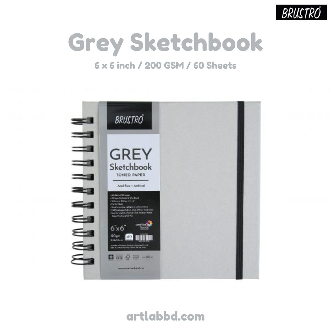 0.5 (27) Brustro Grey Sketchbook (6 x 6 inch) - Image 1