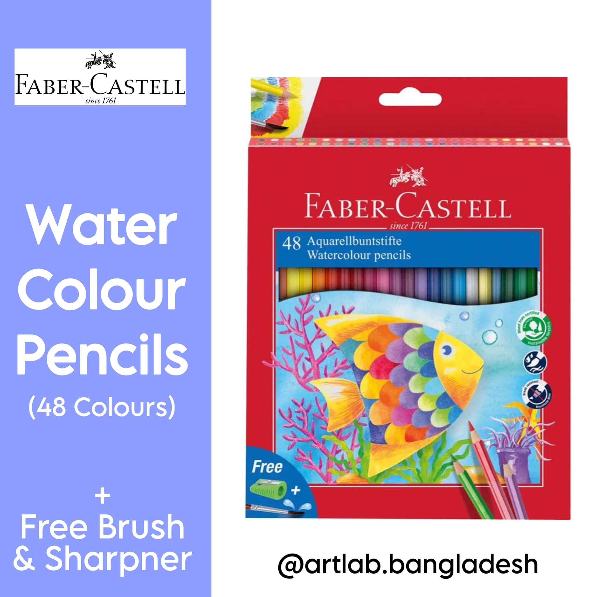 379855370_619042637103497_5281945198053870857_n Faber-Castell Watercolour Pencils 48pc - Image 1
