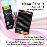 BRUSTRO Neon Colour Pencils 12 Tin - Image 3