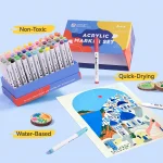 Arrtx Paint Pens 60 Regular Colors Acrylic Marker Brush Tip Art Supplies 60A - Image 8