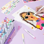 Arrtx Paint Pens 60 Anime Colors Acrylic Marker Brush Tip Art Supplies 60B - Image 8