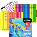 KALOUR 50 Neon Colored Pencils