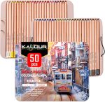 KALOUR Pro Pastel Chalk Colored Pencils, Set of 50 Colors