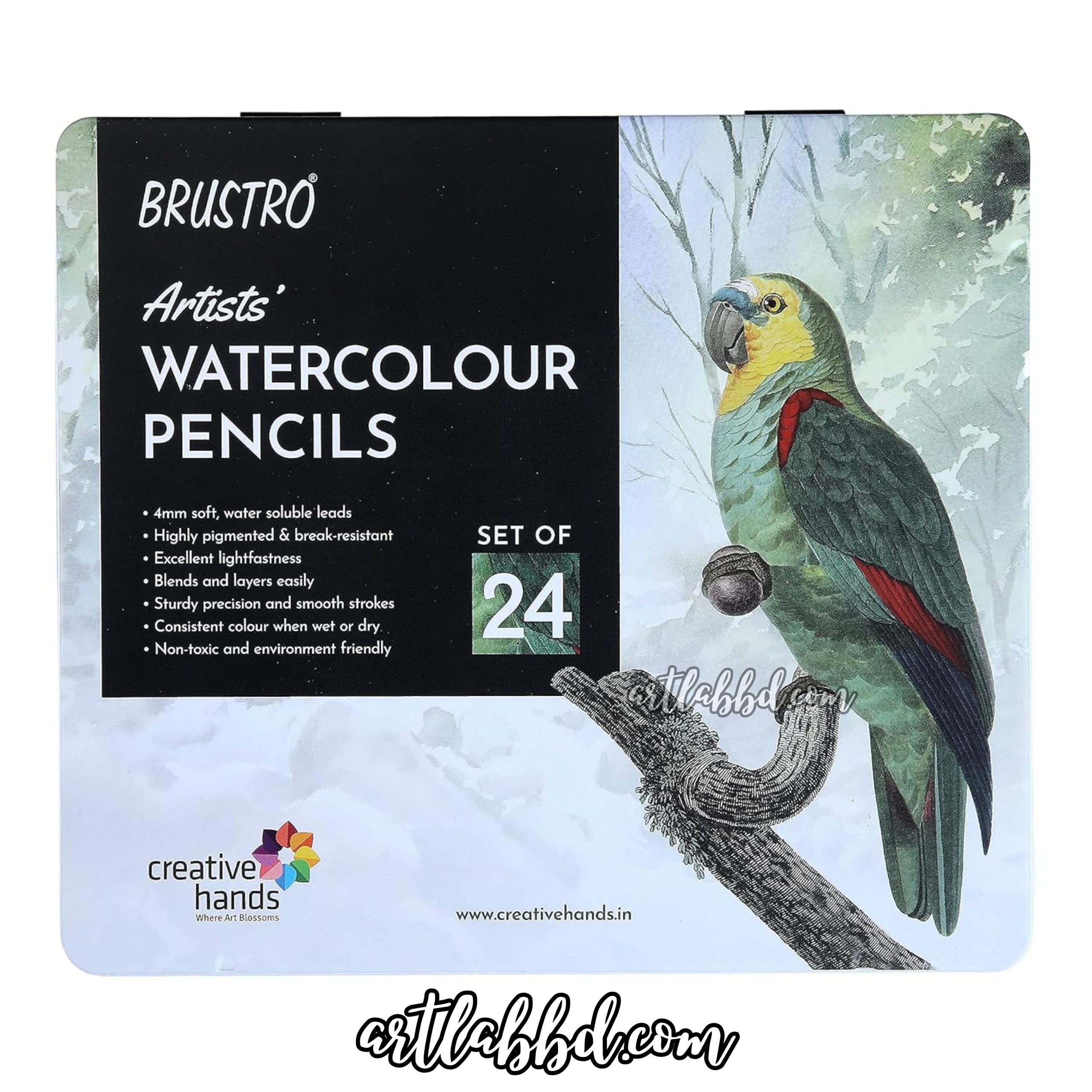61DM0bOL+HL._SL1280_ BRUSTRO Artists Watercolour Pencil |Set of 24 (in Elegant tin Box - Image 1