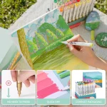 Arrtx 60C Colors Acrylic Paint Markers Brush Tip Art Supplies - Image 3