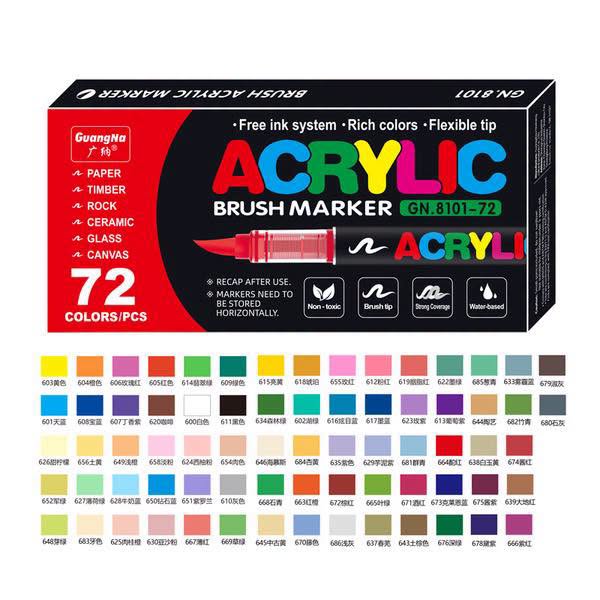 3c0d8f6e-2177-4f01-9ec5-4ce037c10dcb Guangna Acrylic Brush Markers - 72 Colours - Image 1