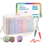Languo 240 Colors Acrylic Paint Markers Set with Marker Bag, Direct-ink System