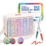 Languo 192 Colors Acrylic Paint Markers Set with Marker Bag, Direct-ink System