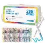 Languo 288 Colors Acrylic Paint Markers Set with Marker Bag, Direct-ink System